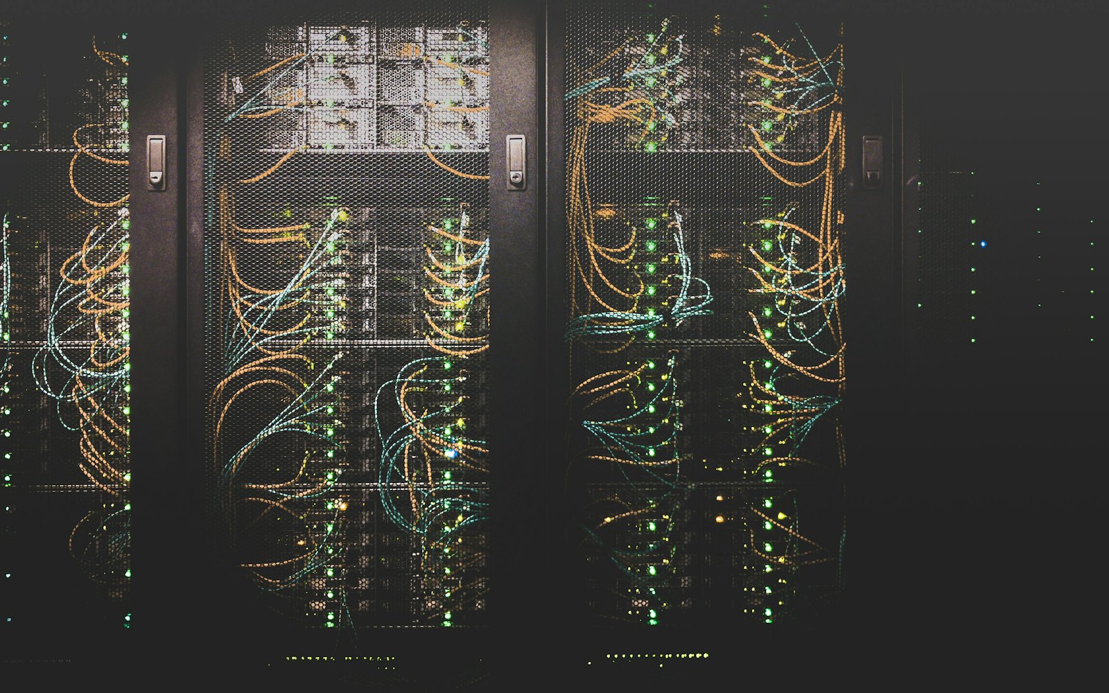 Fibre optic cabling inside a network rack