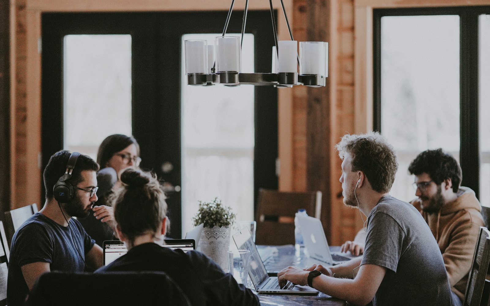 Team working together around a table